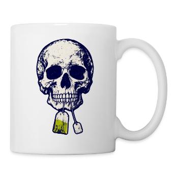Schädel mit Teebeutel  - Tasse - Weiß - Rechts