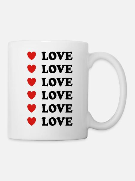 Liebe Herzen - Tasse - Weiß