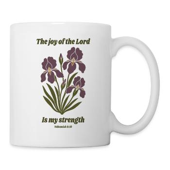 Die Freude des Herrn – Iris-Blumendesign - Tasse - Weiß - Rechts