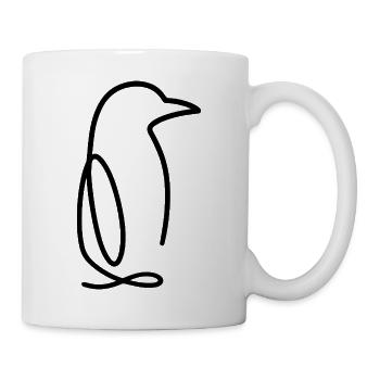 Pinguin Einlinienzeichnung Niedlich Eis Antarktis - Tasse - Weiß - Rechts