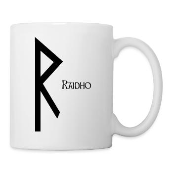 Raidho Rune mit Name Schwarz – Wikinger Futhark - Tasse - Weiß - Rechts