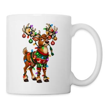 Lichter-Rentier im Weihnachtsstrick - Tasse - Weiß - Rechts