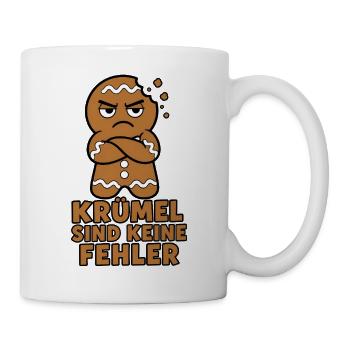 Krümel sind keine Fehler – Lebkuchenmann Shirt - Tasse - Weiß - Rechts