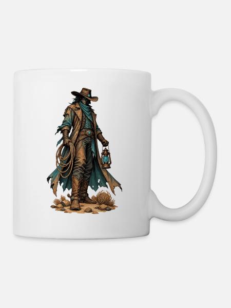Wüsten-Cowboy mit Laterne - Tasse - Weiß