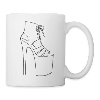 Pole Dance Heel: Schnür-Platform-Stiletto - Tasse - Weiß - Rechts