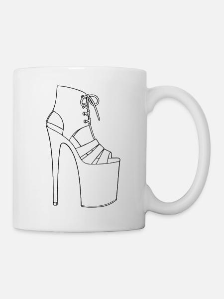 Pole Dance Heel: Schnür-Platform-Stiletto - Tasse - Weiß