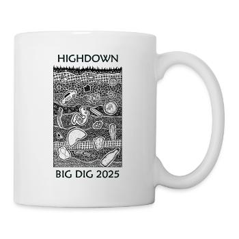 Big Dig 2025 Doodle Schwarzweiß - Tasse - Weiß - Rechts