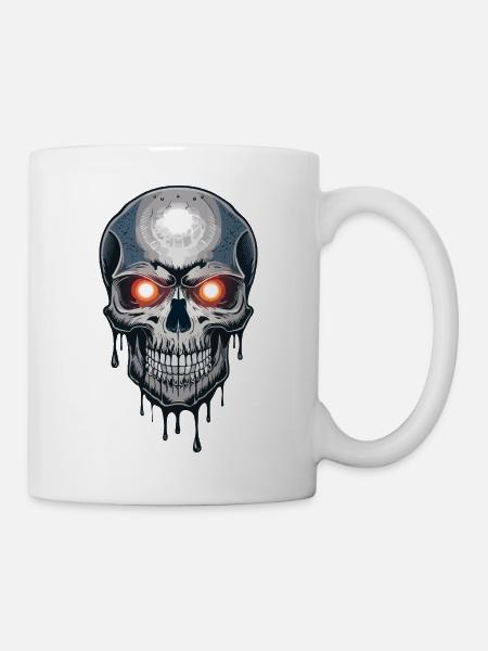 Gothic Okkult Totenkopf Horror Kissen Design - Tasse - Weiß