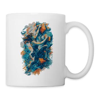 Bouldern Frau Design – Kletterin an Boulderwand - Tasse - Weiß - Rechts