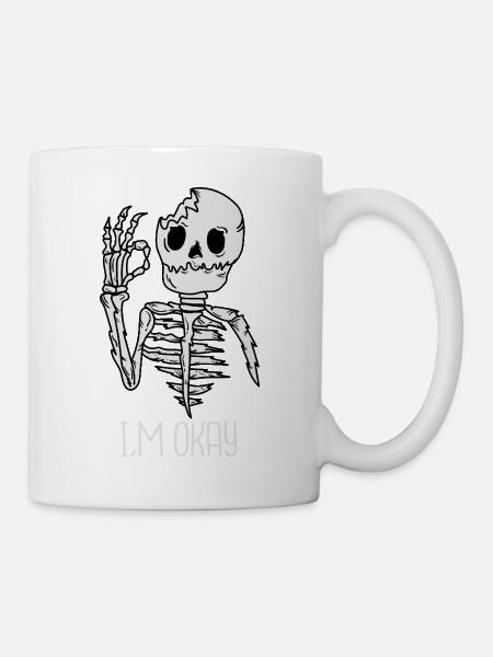 Grinsendes Skelett: I’m Okay - Tasse - Weiß