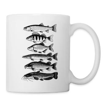 Fischarten Angler Motiv Fische angeln Wasser - Tasse - Weiß - Rechts