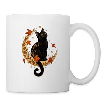 Black Cat Hugging Pumpkin - Tasse - Weiß - Rechts