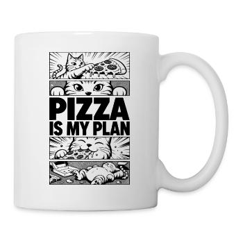 Pizza Is My Plan – Katzen Comic - Tasse - Weiß - Rechts