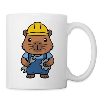 Niedlicher Capybara-Ingenieur-Maskottchen-Standardentzeichner - Tasse - Weiß - Rechts
