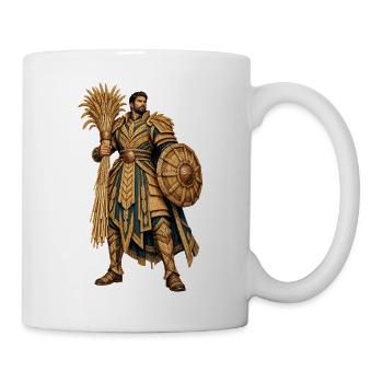 Goldener Ritterkrieger mit Palmenfächer - Tasse - Weiß - Rechts