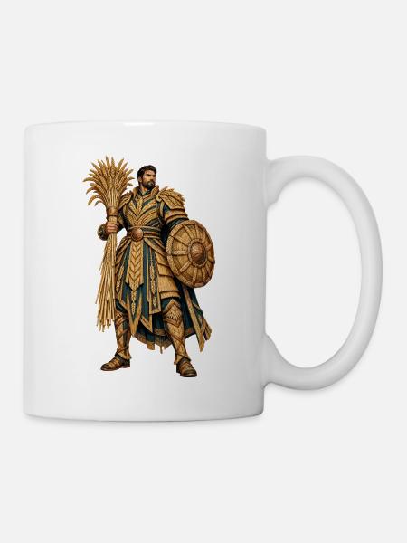 Goldener Ritterkrieger mit Palmenfächer - Tasse - Weiß