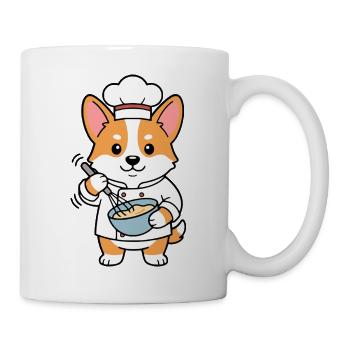 Süßer Corgi-Koch Koch lustiger Hund Bäckerküche - Tasse - Weiß - Rechts