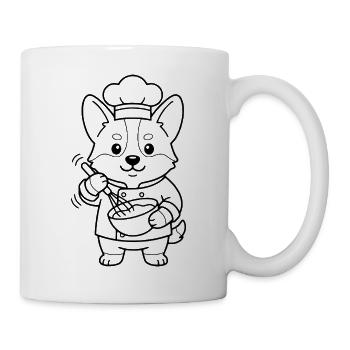Niedlicher Corgi-Koch Kochplan Ästhetisches Hundegeschenk - Tasse - Weiß - Rechts