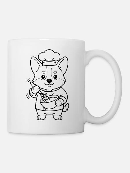 Niedlicher Corgi-Koch Kochplan Ästhetisches Hundegeschenk - Tasse - Weiß