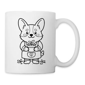 Süßer Corgi-Garten Blumen-Hundeliebhaber Süßer Welpe - Tasse - Weiß - Rechts