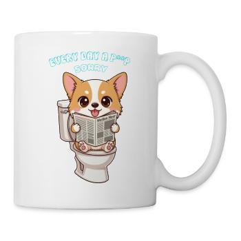 Corgi-Nachrichtensprecher über das Design eines niedlichen Hundes auf der Toilette - Tasse - Weiß - Rechts