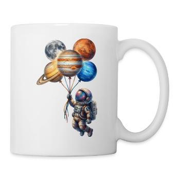 Astronaut mit Planeten als Ballons - Tasse - Weiß - Rechts