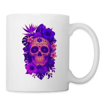 Halloween Sugar Skull Sugarskull lila - Tasse - Weiß - Rechts