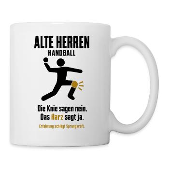 Alte Herren Handball – Die Knie sagen nein - Tasse - Weiß - Rechts