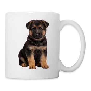 Sanftes Porträt des Deutschen Schäferhunde-Welpen - Tasse - Weiß - Rechts