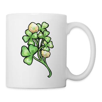 Aquarellklee-Blüten - Tasse - Weiß - Rechts