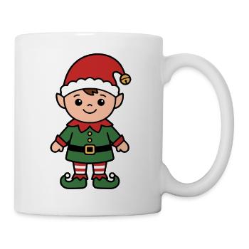 Süßer Kawaii-Weihnachtself Weihnachts-Weihnachtsmann-Helfer - Tasse - Weiß - Rechts