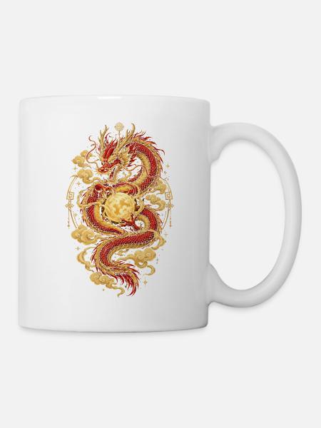 Chinesischer Drache – Sternzeichen Tierhoroskop - Tasse - Weiß