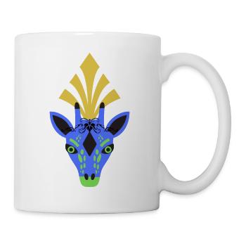 Blaue Giraffe mit Kopfschmuck - Tasse - Weiß - Rechts