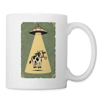 Gelassene Kuh im UFO Strahl - Tasse - Weiß - Rechts