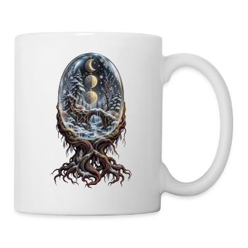 Mondphasen-Wurzel in magischer Schneekugel - Tasse - Weiß - Rechts
