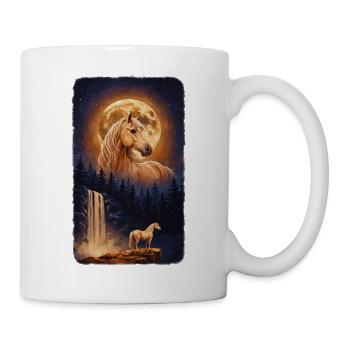 Mystisches Pferd Vollmond und Wasserfall - Tasse - Weiß - Rechts