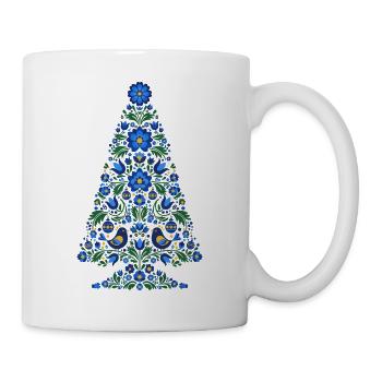 Kaschubisches Volks-Weihnachtsbaum-Blumendesign - Tasse - Weiß - Rechts