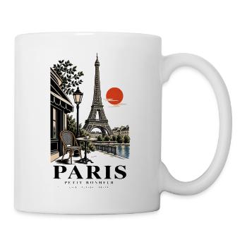 Paris Café am Seine am Abend - Tasse - Weiß - Rechts