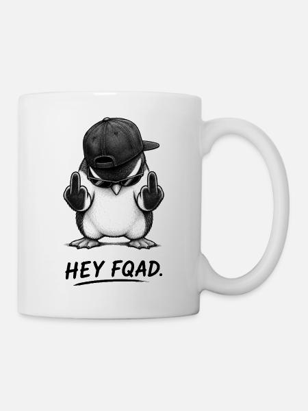 FQAD Penguin – Frecher Pinguin mit Attitüde - Tasse - Weiß