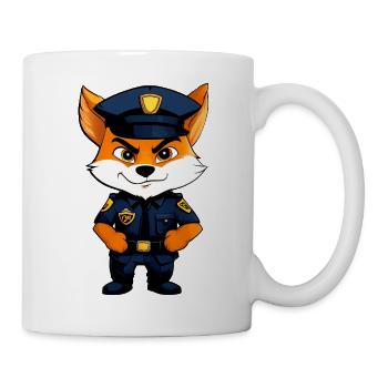 Schlauer Fuchs Polizist - Tasse - Weiß - Rechts