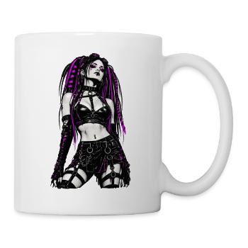 Gothic Punk Diva mit Neonmagenta Akzenten - Tasse - Weiß - Rechts