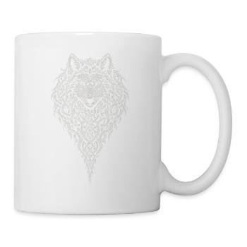 Der Wolfskopf im Flechtwerk - Tasse - Weiß - Rechts