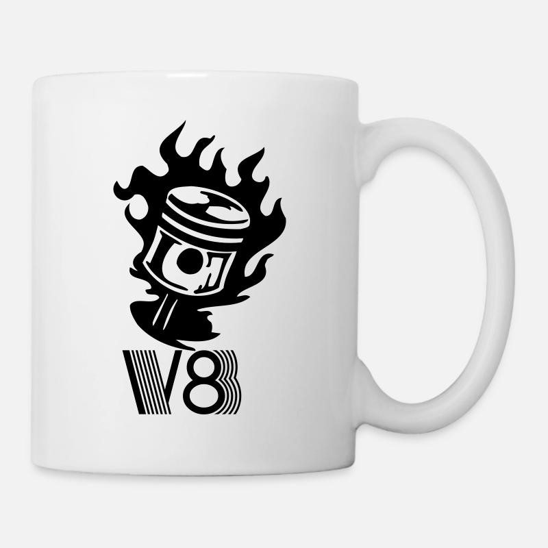 v8_motor_power_muscle_car - Tasse - Weiß