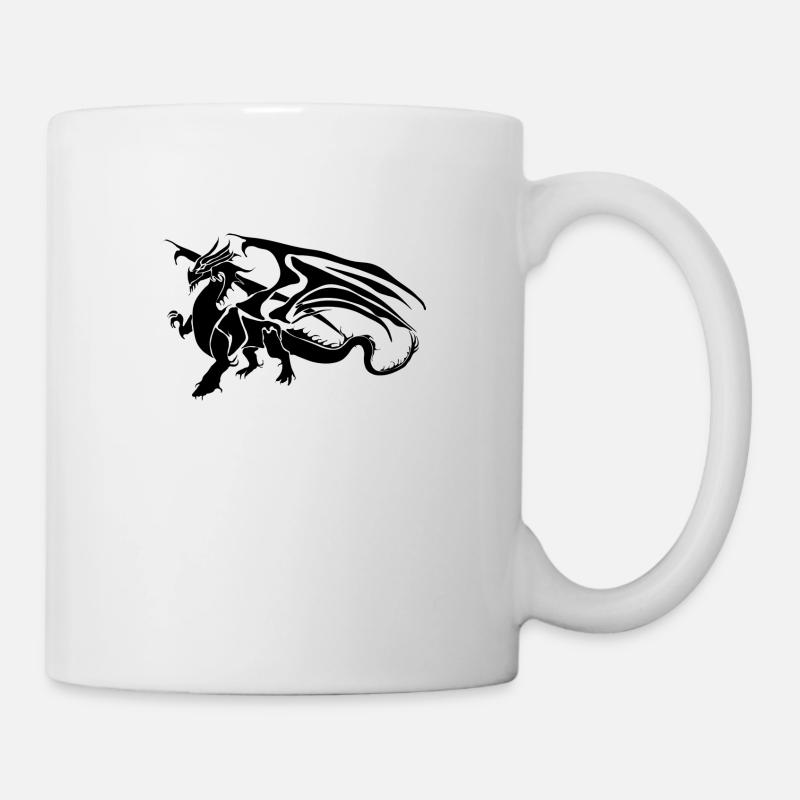 Schwarzer Drache - Tribal Dragon - Tasse - Weiß