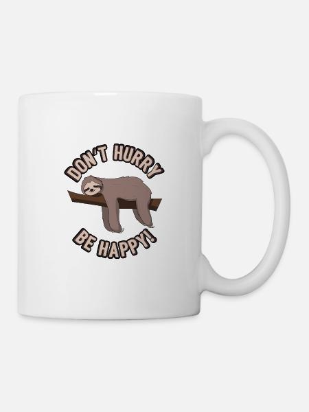 Ne vous dépêchez pas être cadeau de paresse heureux - Mug blanc - blanc