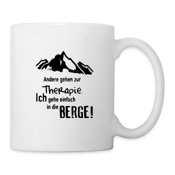 Berge als Therapie - Motiv schwarz - Tasse - Weiß - Rechts