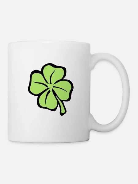 trefle 4 feuille porte bonheur 1 - Mug blanc - blanc