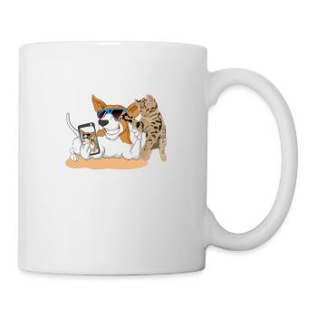 Katze Hund Cat Dog Dog and Cat Katze und Hund Gift - Tasse - Weiß - Rechts
