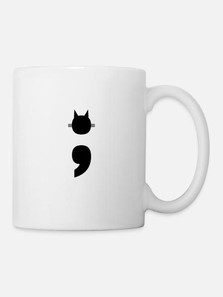 Semi-colon chat chat point-virgule - Mug blanc - blanc