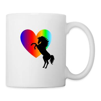 steigendes Pferd Herz Pferdeliebe Pferde Geschenk - Tasse - Weiß - Rechts